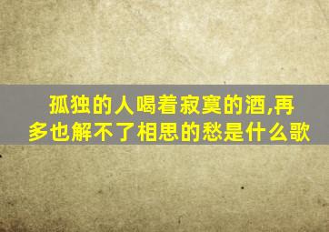 孤独的人喝着寂寞的酒,再多也解不了相思的愁是什么歌